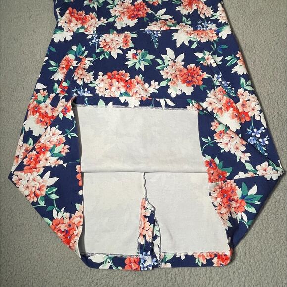 Lands' End Tank Dress Women Size 18 Blue Ponte Floral‎ Back Zip Stretch Pockets - Picture 6 of 13